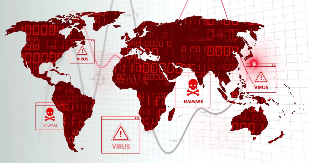 Global Cybersecurity Threats and Malware Alert Display