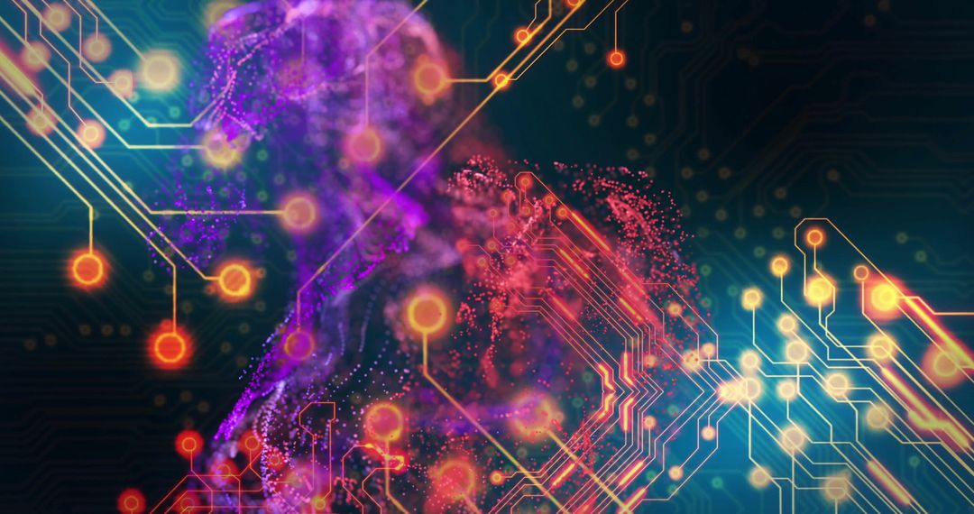 Colorful Circuit Board Abstract with Glowing Connections