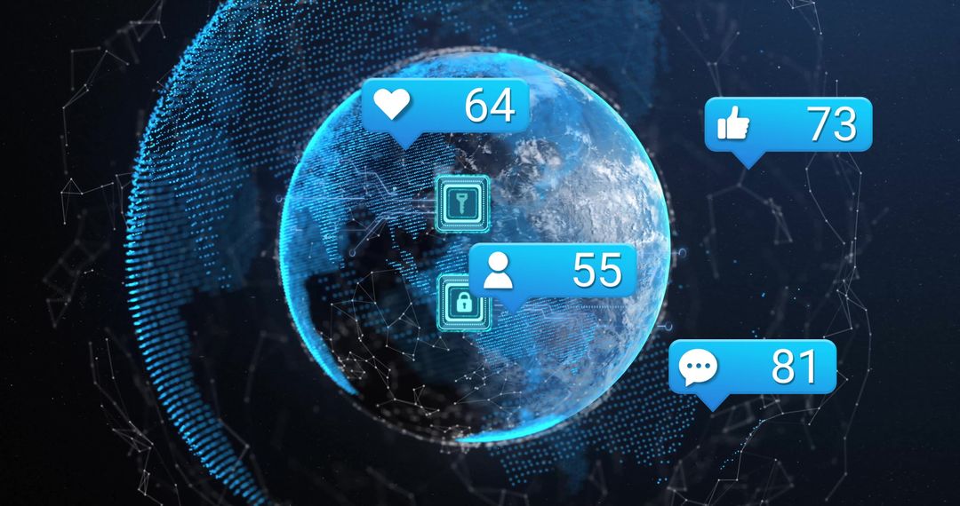 Global Digital Connectivity with Social Media Interaction Icons