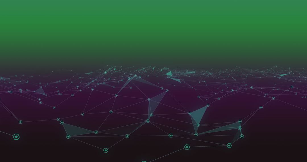 Digital Connected Network with Green and Purple Gradient