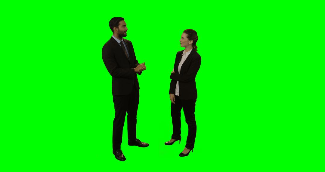 Two Business Professionals Having Conversation Green Screen Background - Free Images, Stock Photos and Pictures on Pikwizard.com