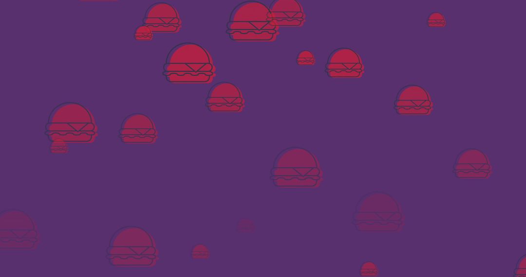 Falling Burger Icons on Purple Background for Digital Design