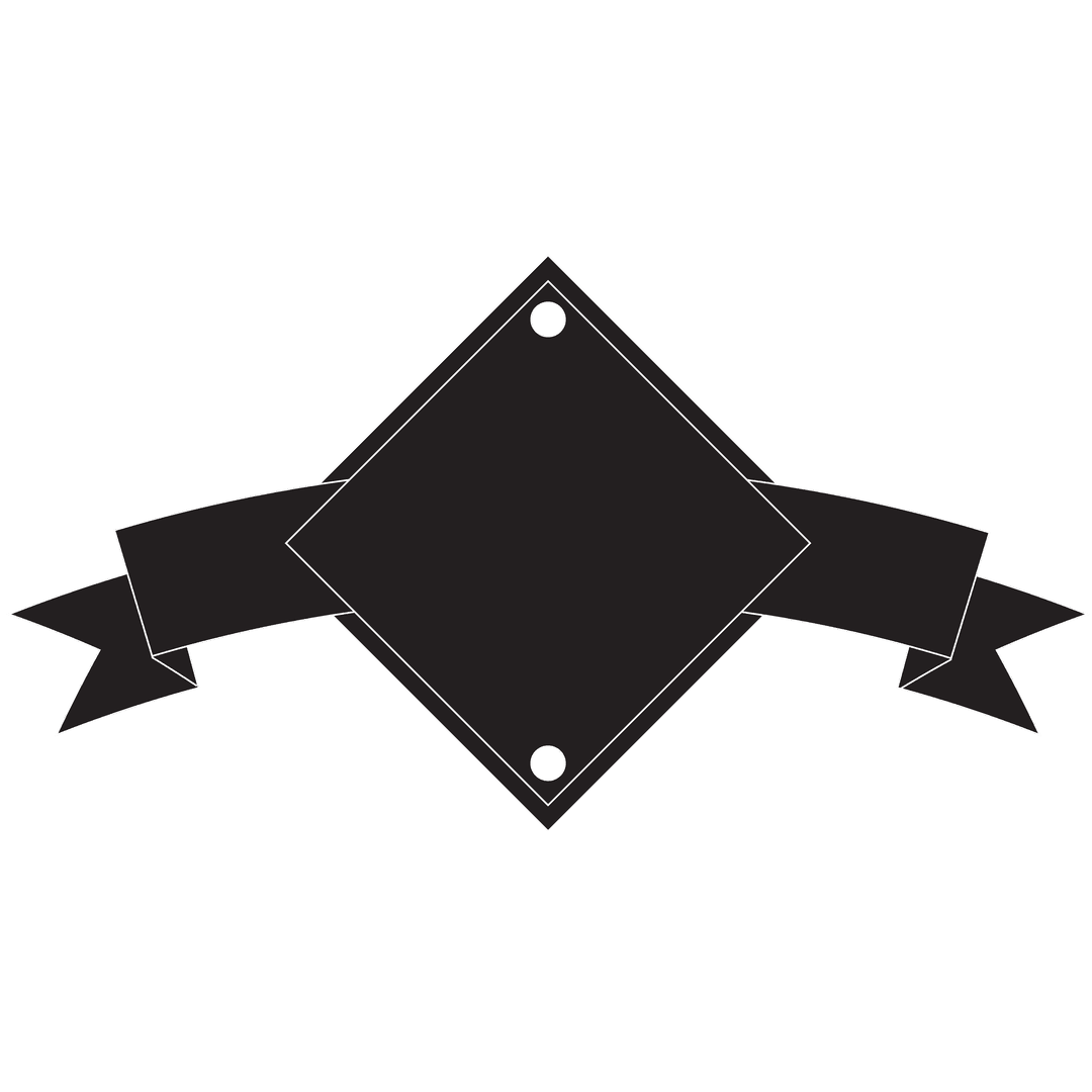 Abstract Black Shapes with Diamond Banner on Transparent Background