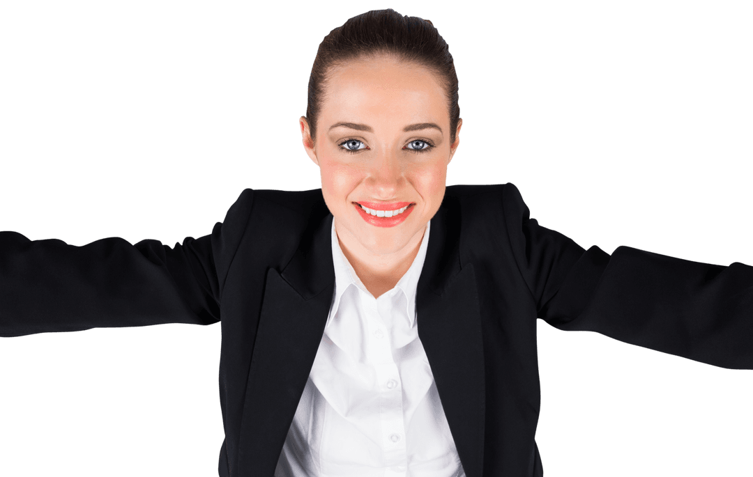 Cheerful Businesswoman Smiling on Transparent Background