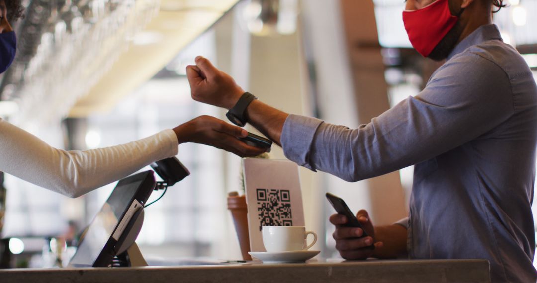 Customers Using Digital Payment Solutions in Coffee Shop - Free Images, Stock Photos and Pictures on Pikwizard.com