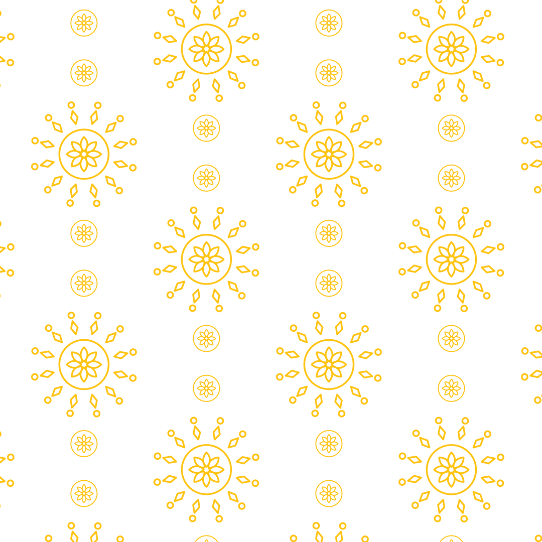 Floral Sunburst Yellow Pattern on Transparent Background