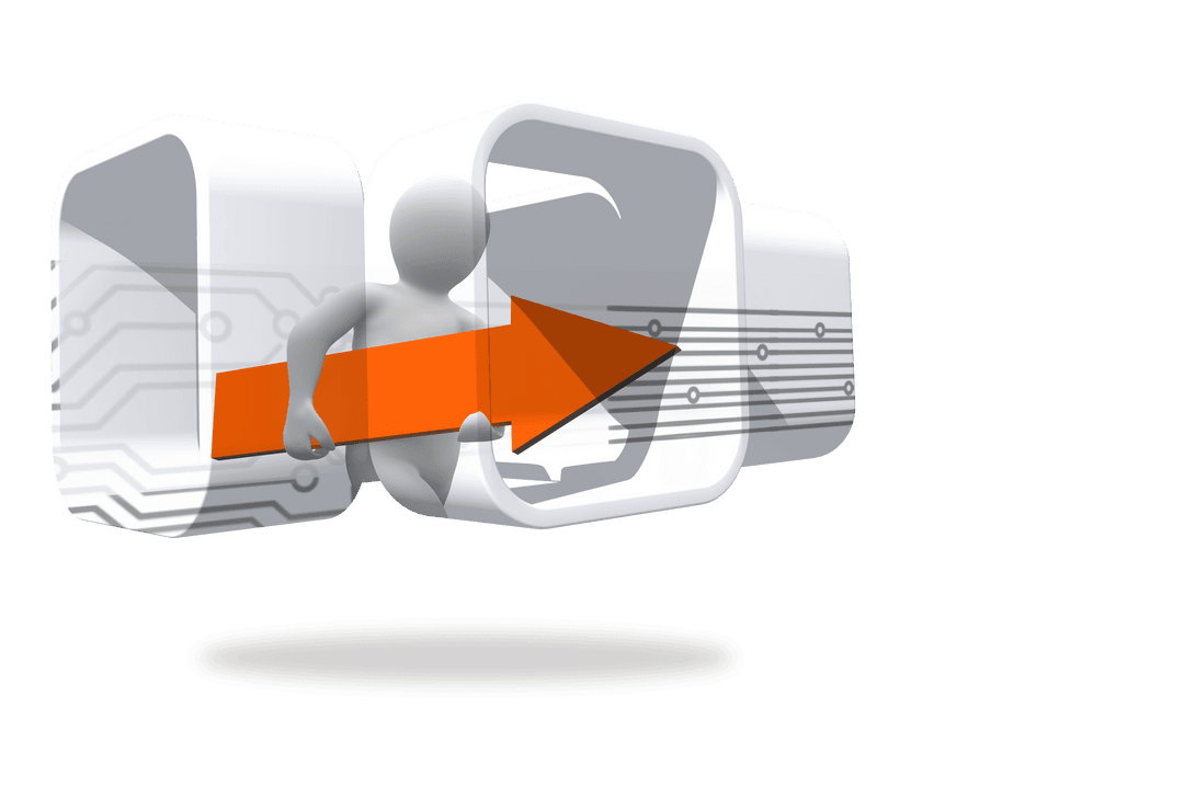 Abstract Figure Arrow on Transparent Digital Screen