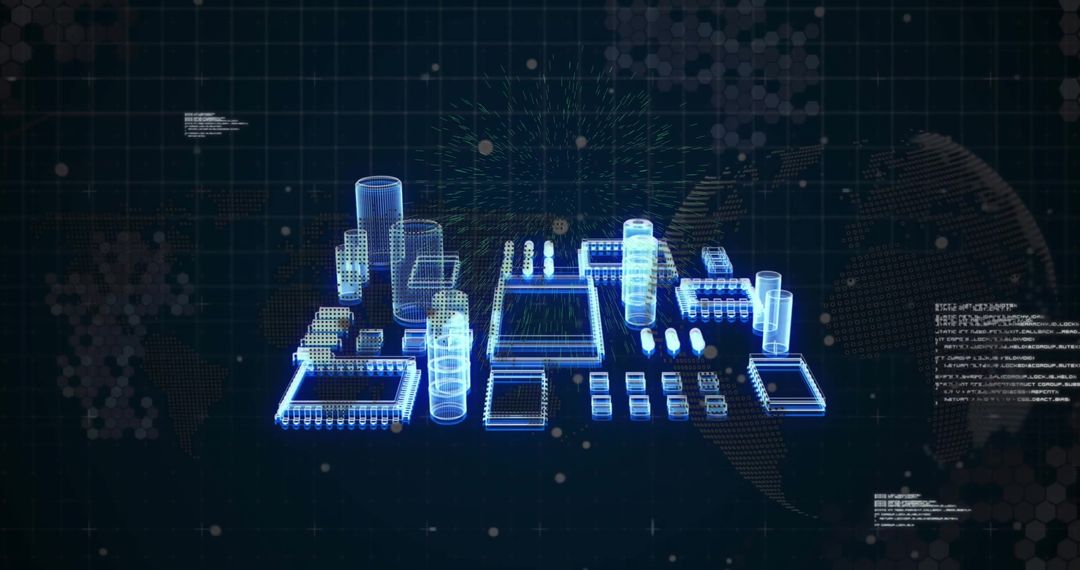 Futuristic Digital Interface with Global Computer Circuit Board