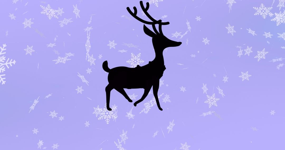 Reindeer Silhouette on Purple Snowflake Background for Christmas Festivities - Free Images, Stock Photos and Pictures on Pikwizard.com