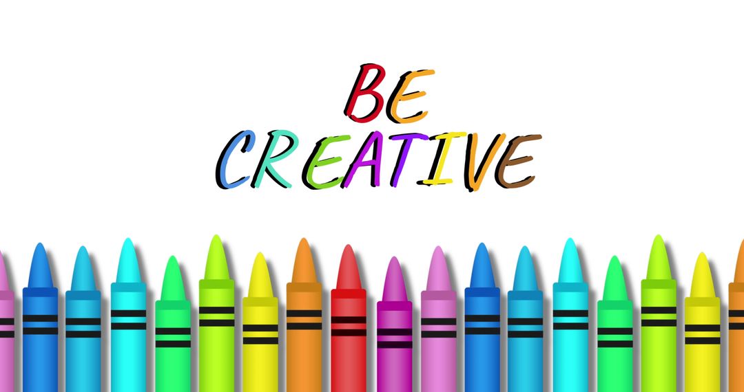 Be creative motivation with colorful crayons