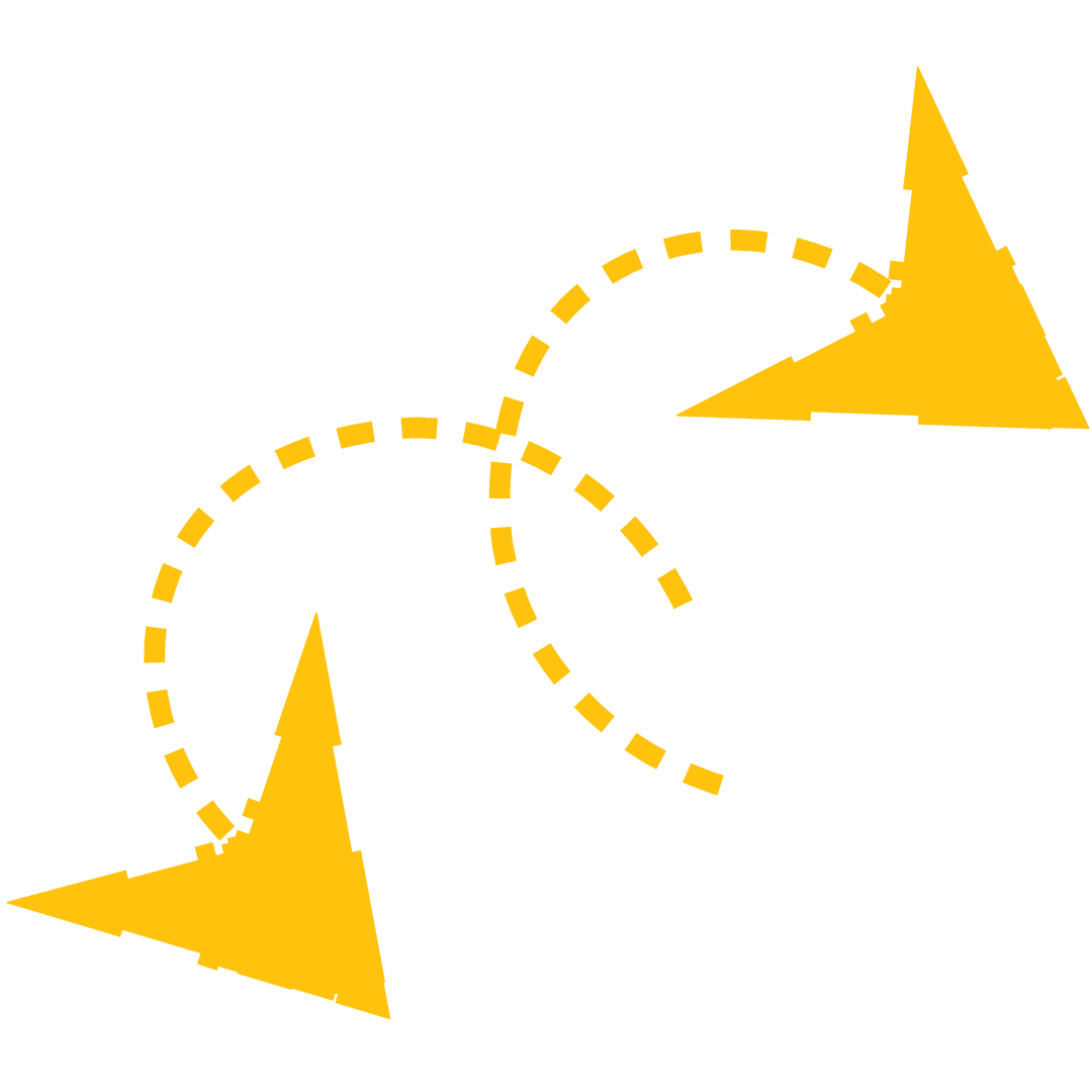Yellow Arrows Signifying Directions on Transparent Background