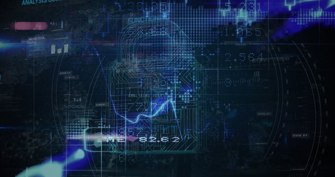 Digital Interface with Security Padlock and Technology Data