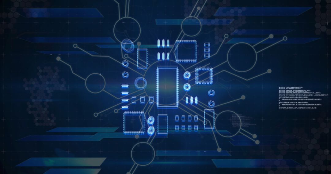 Futuristic Digital Circuit Board with Interconnected Microchips