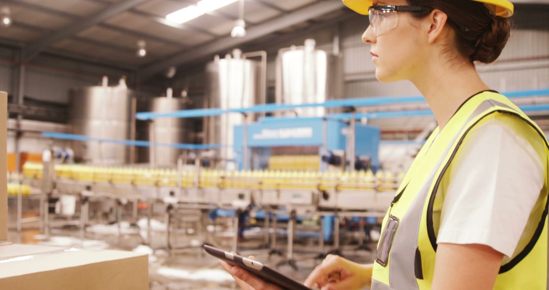 Female Technician Using Tablet in Modern Beverage Factory - Free Images, Stock Photos and Pictures on Pikwizard.com