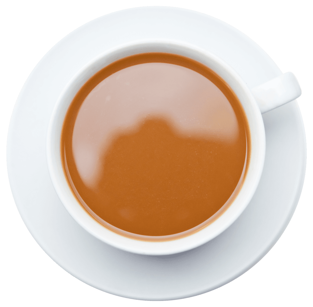 Top View of Coffee Cup on Transparent Background Perfect for Design Use