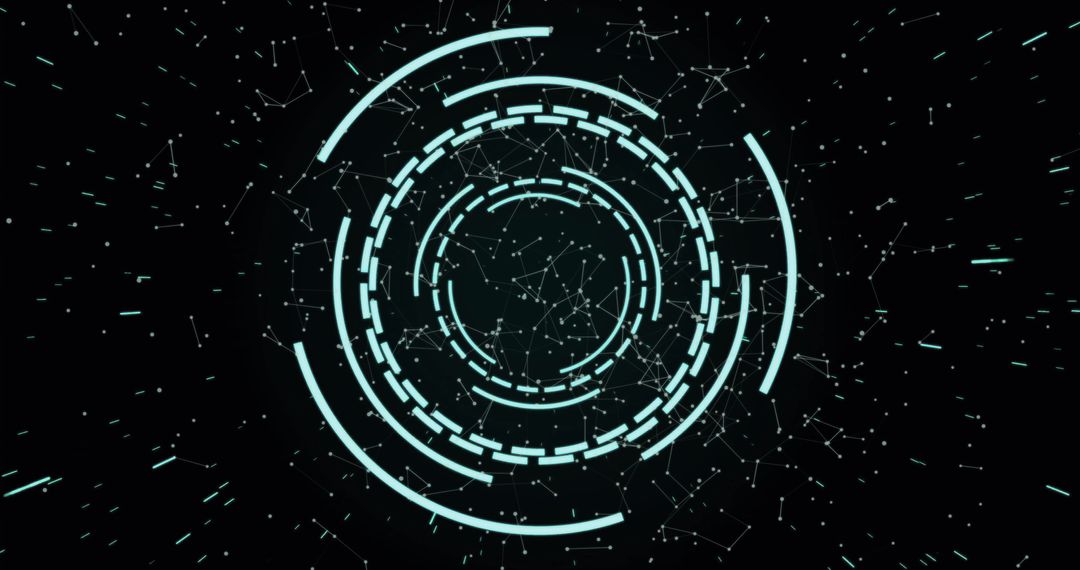 Circular Scope with Network Connections on a High-Tech Background