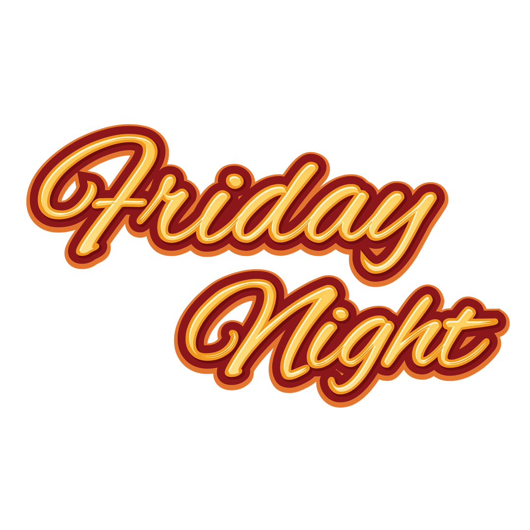 Vibrant Friday Night Text Illustration on Transparent Background