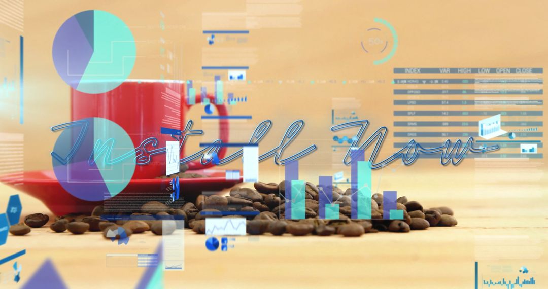 Modern Workspace with Coffee and Digital Interface