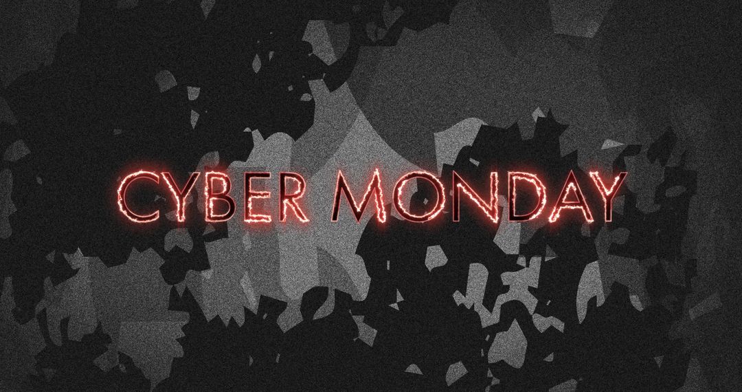 Cyber Monday Neon Text on Distressed Black Background