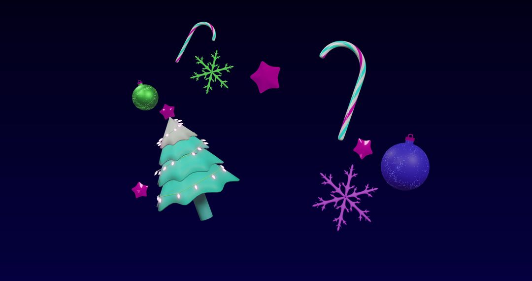 Whimsical 3D Christmas Decorations on Dark Background - Free Images, Stock Photos and Pictures on Pikwizard.com