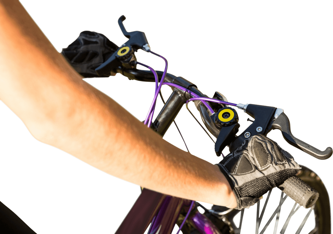 Transparent Close-Up of Person Riding Bicycle with Gloves On