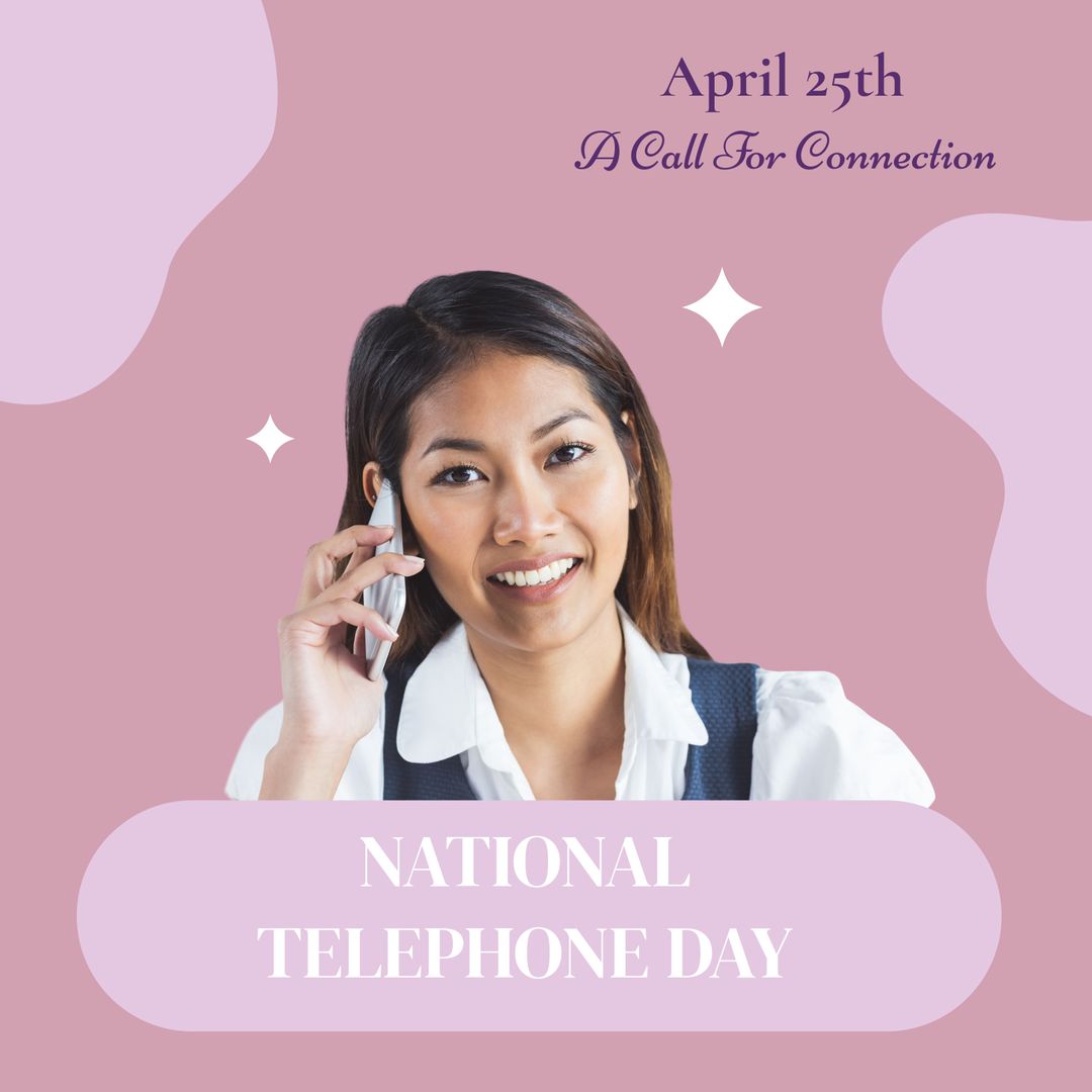 Woman Celebrating National Telephone Day with Smartphone