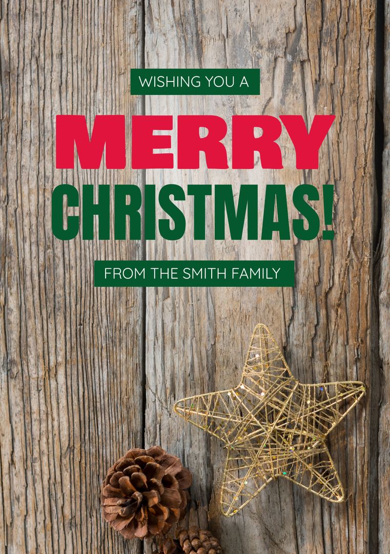 Festive Christmas Greeting on Rustic Wooden Background