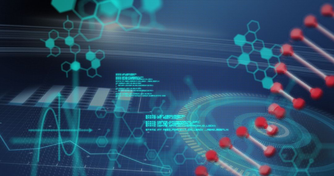DNA Strand with Scientific Data on Digital Abstract Background