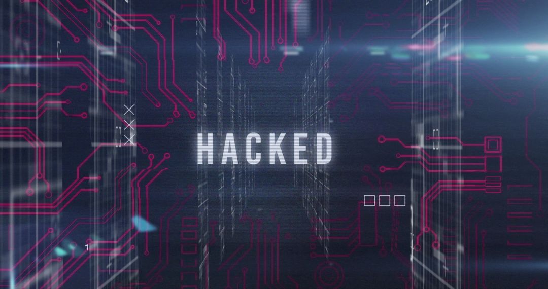 Hacked Warning Digital Background with Futuristic Circuit Design