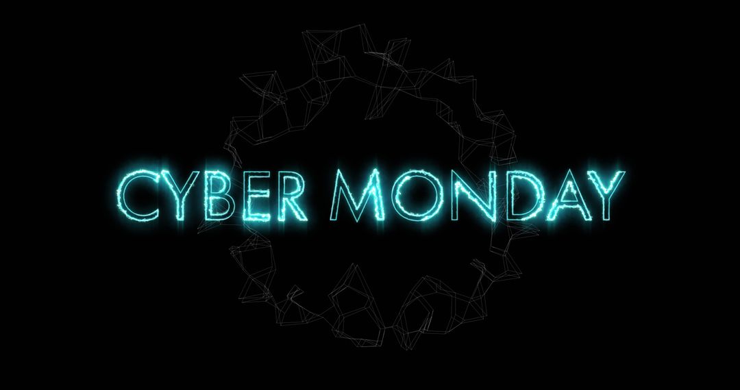 Neon Cyber Monday Concept with Spinning Digital Network