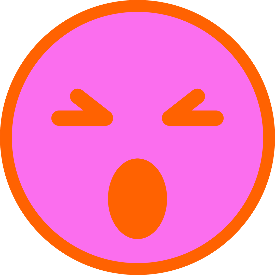 Yawning Emoji on Vibrant Pink and Orange Design on Transparent Background