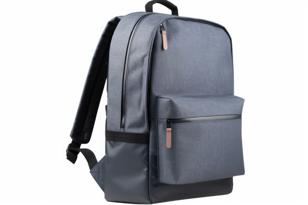 Stylish Gray Backpack with Padded Straps and Multiple Compartments - Free Images, Stock Photos and Pictures on Pikwizard.com