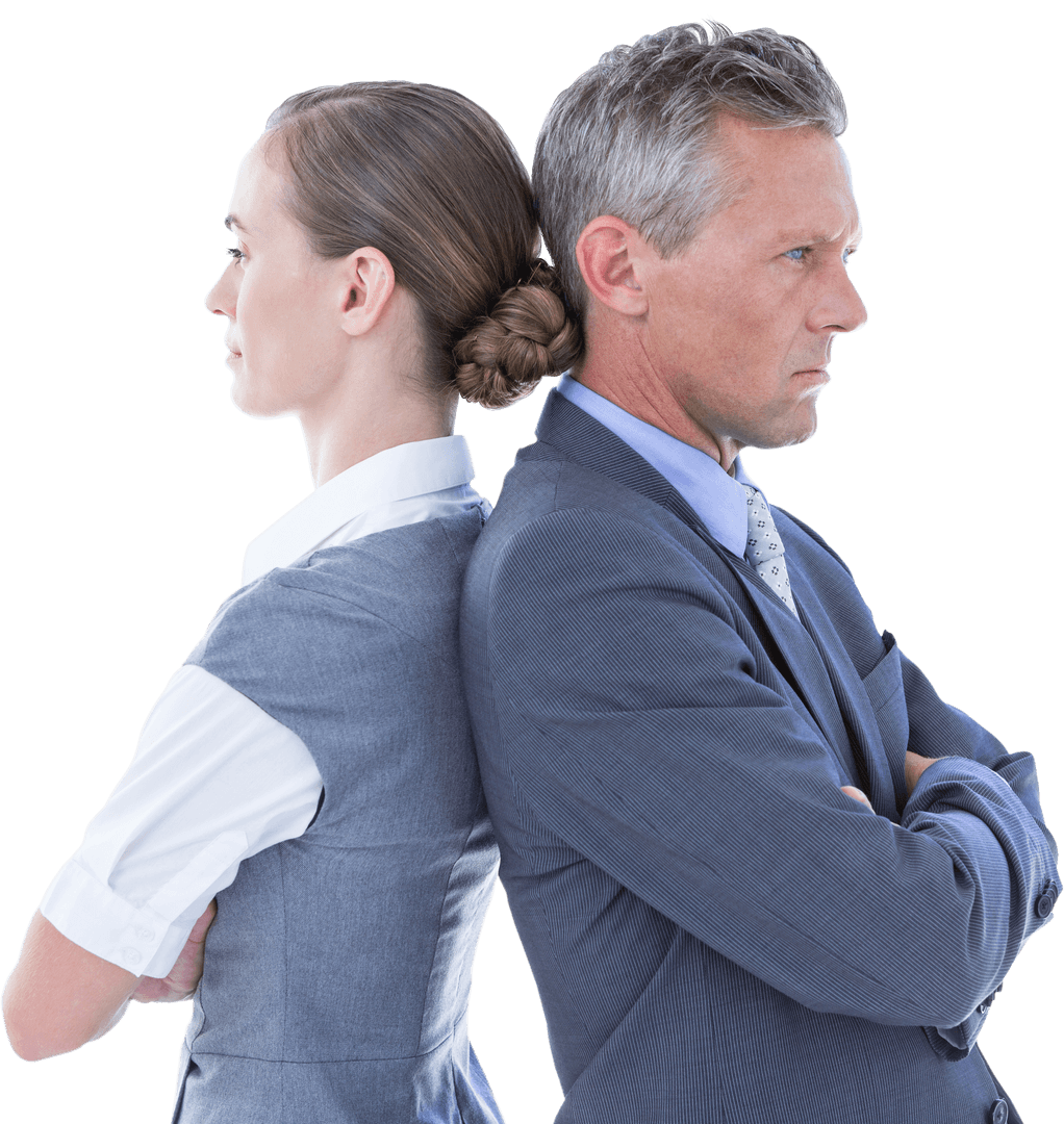 Upset Business People in Disagreement on Transparent Background
