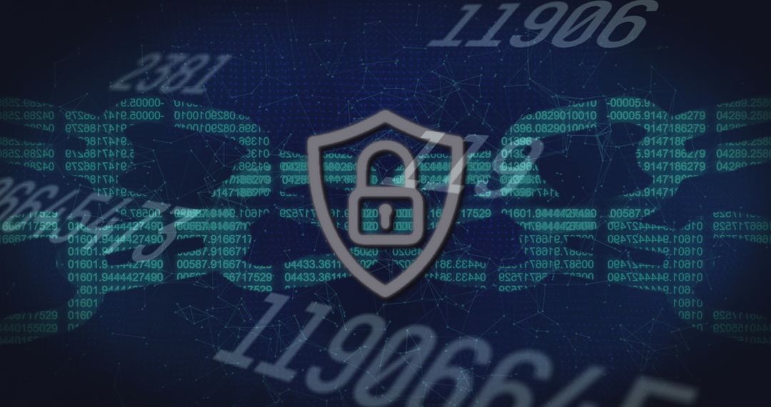 Digital Security Icon with Binary Code and Numbers Overlay