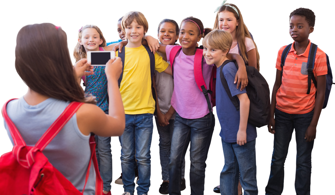 Happy Diverse Elementary School Students Group Taking Photo Transparent - Download Free Stock Images Pikwizard.com