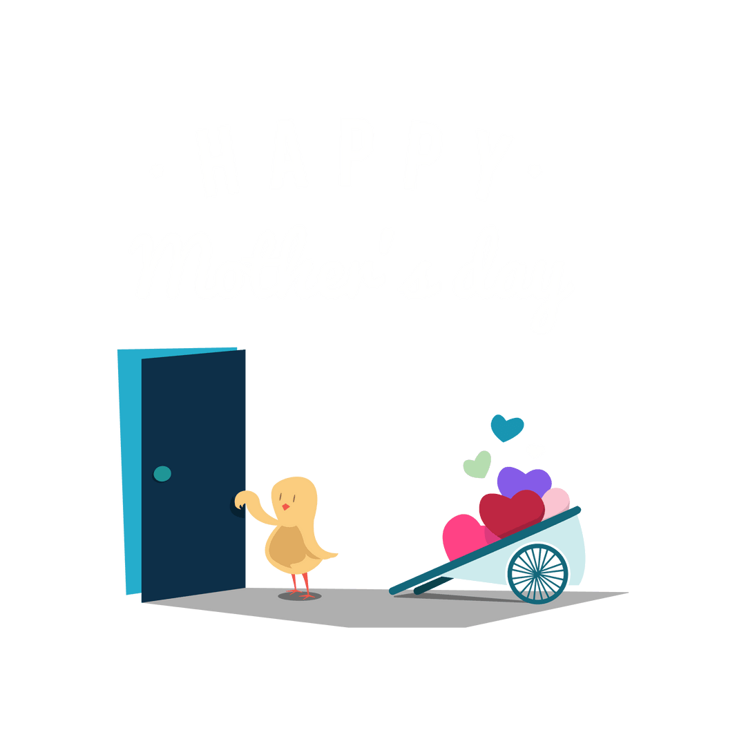 Chick with Hearts for Mother's Day - Transparent Illustration