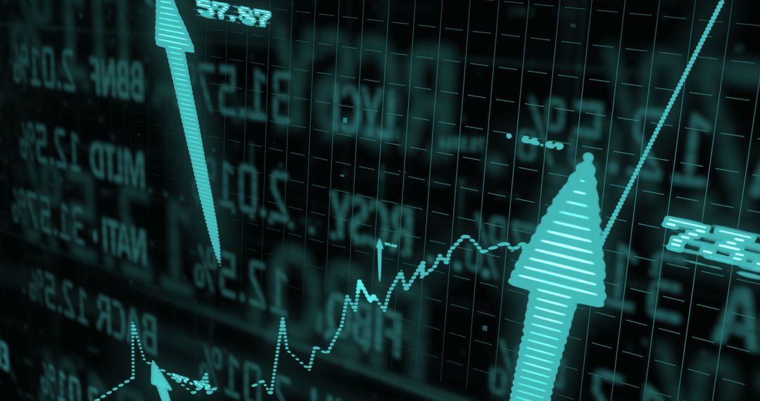Financial Data and Statistics Display with Rising Arrows