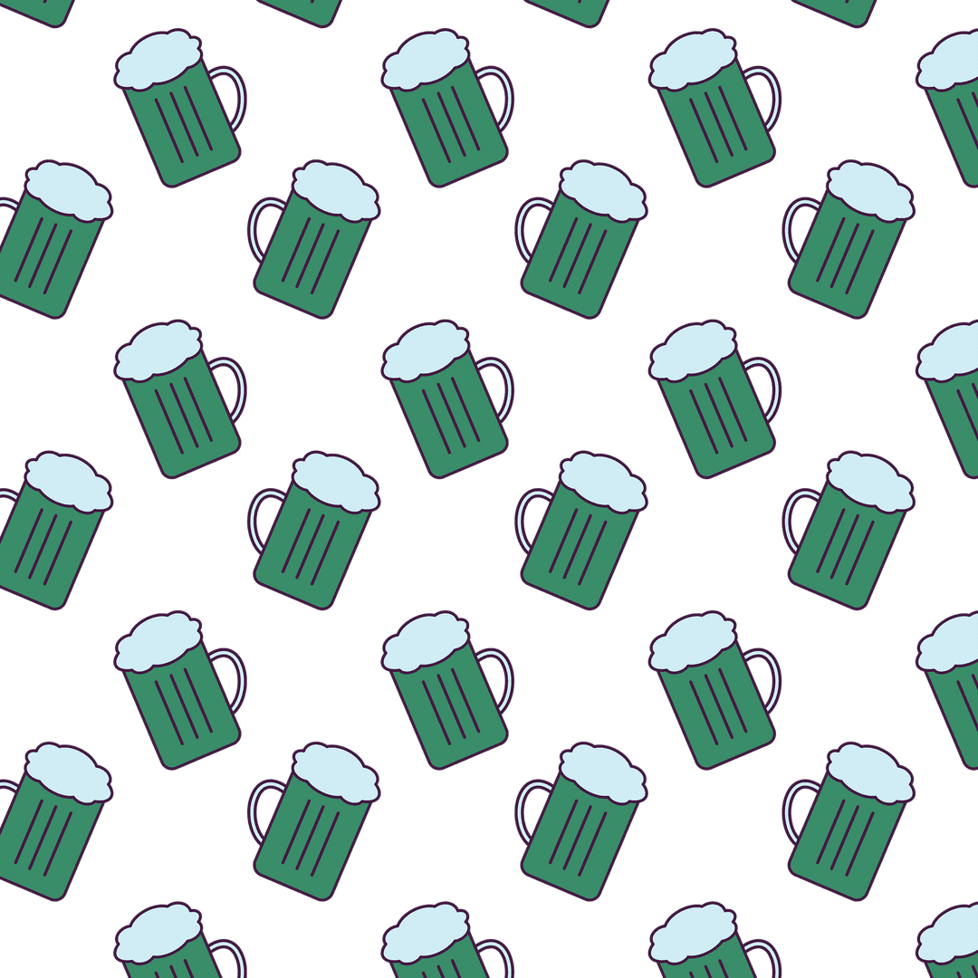 Green Beer Glass Patterns On Transparent Background