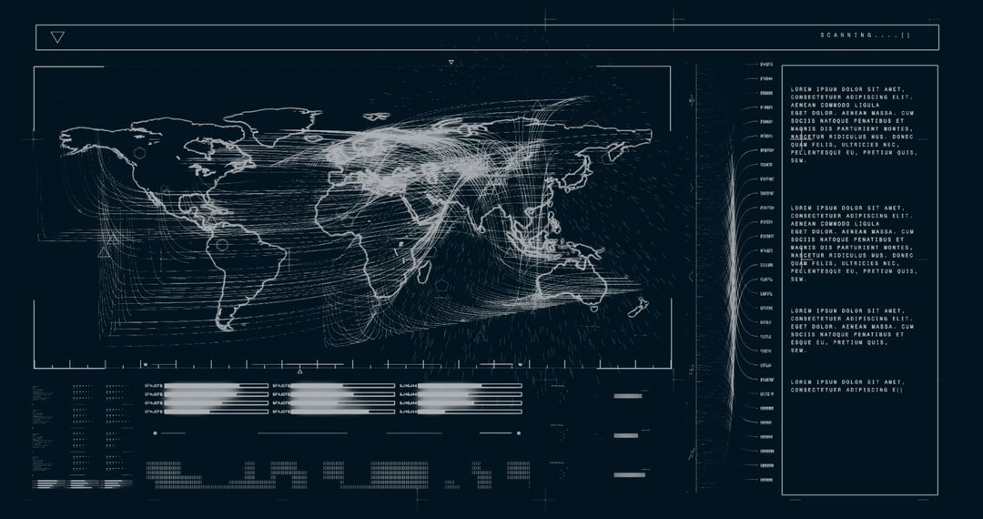 Global data processing with technological map interface