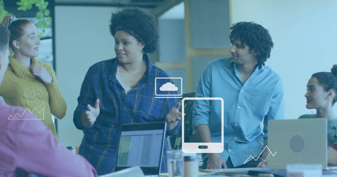 Diverse Team Discussing New Business Strategies in Modern Office