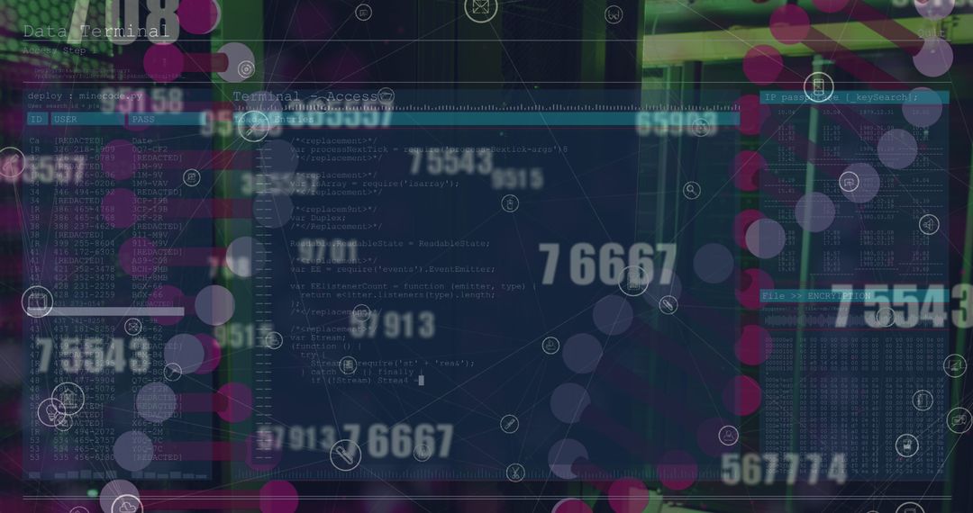 Abstract digital counter with dna helix and code overlays