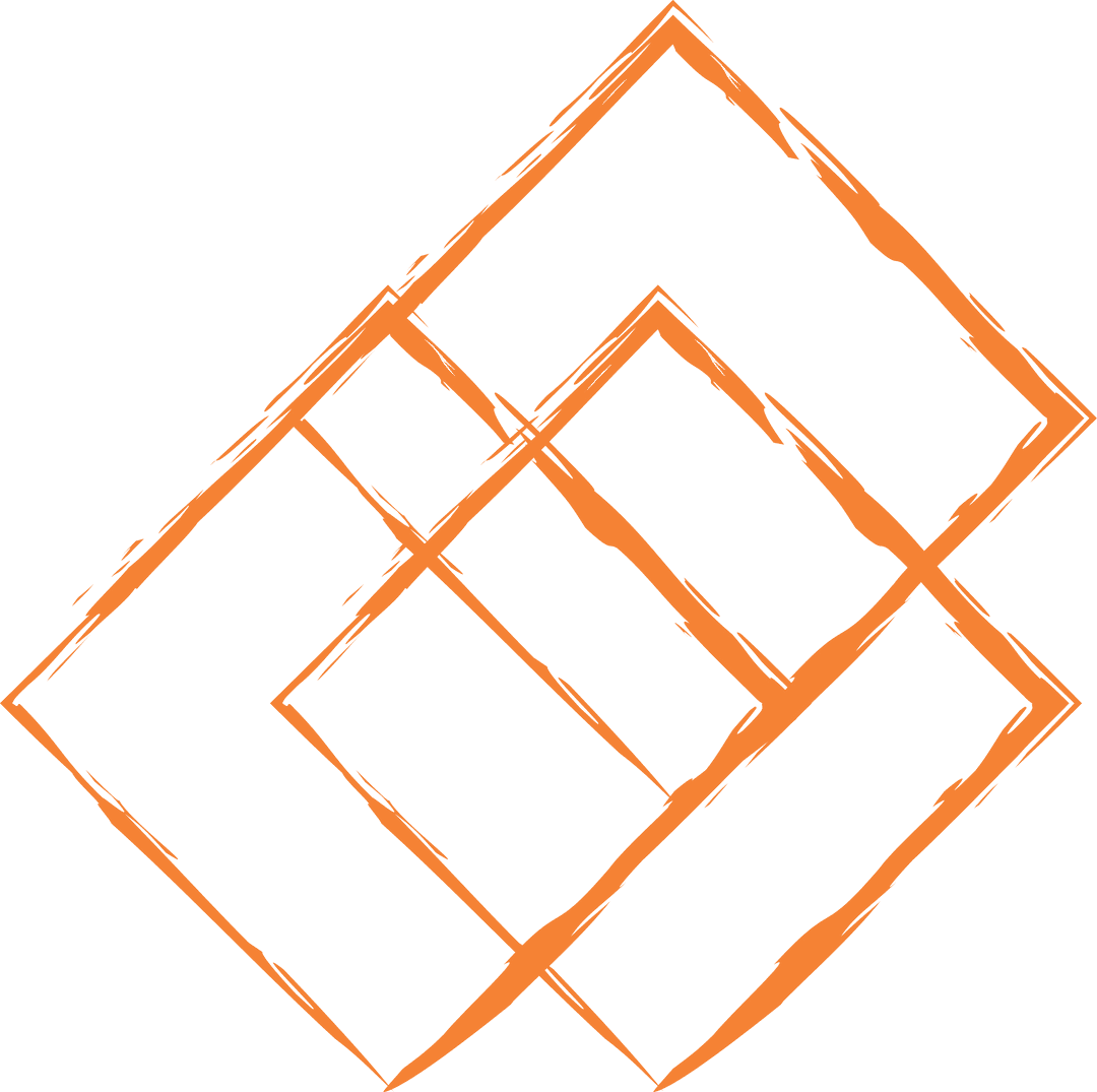 Hand Drawn Orange Squares on Transparent Background