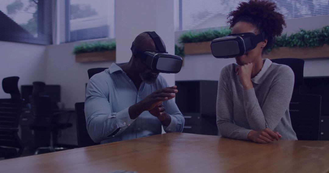 Coworkers Testing VR in Modern Office Platform