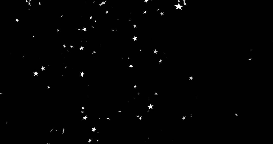 Abstract Floating Stars on Black Background Creating Celestial Pattern