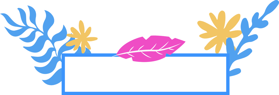 Botanical Flat Banner with Pink Leaf on Transparent Background