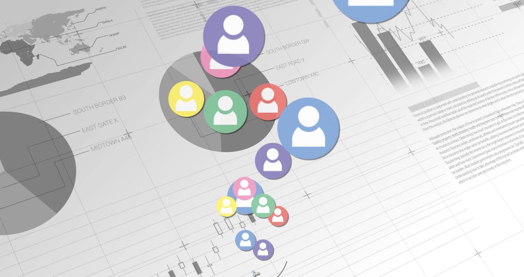 Floating Social Media Icons Over Business Analytics Graphics