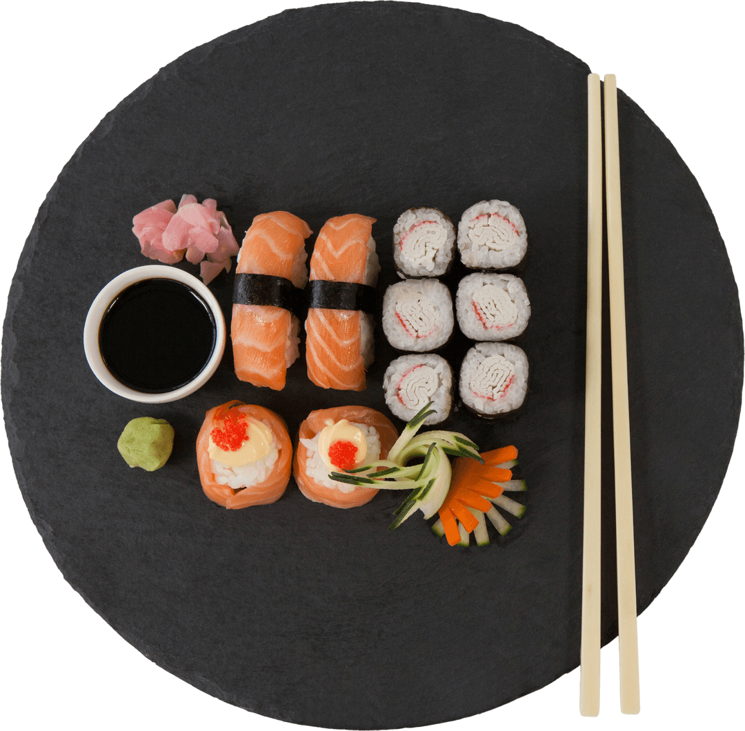 Assorted Sushi Platter on Transparent Background