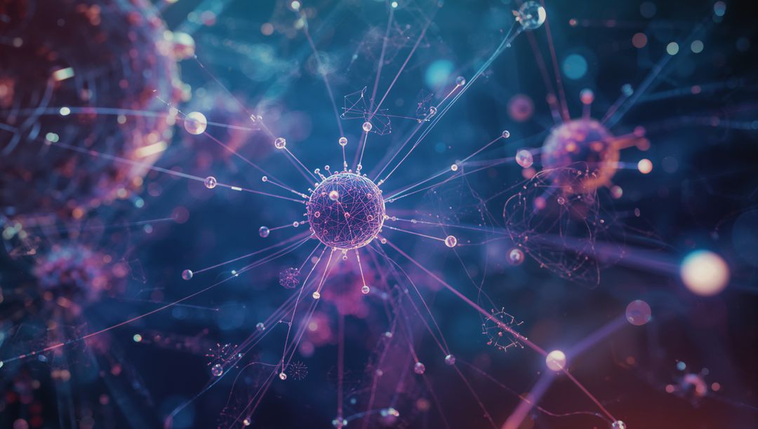 Futuristic Digital Network with Glowing Spheres