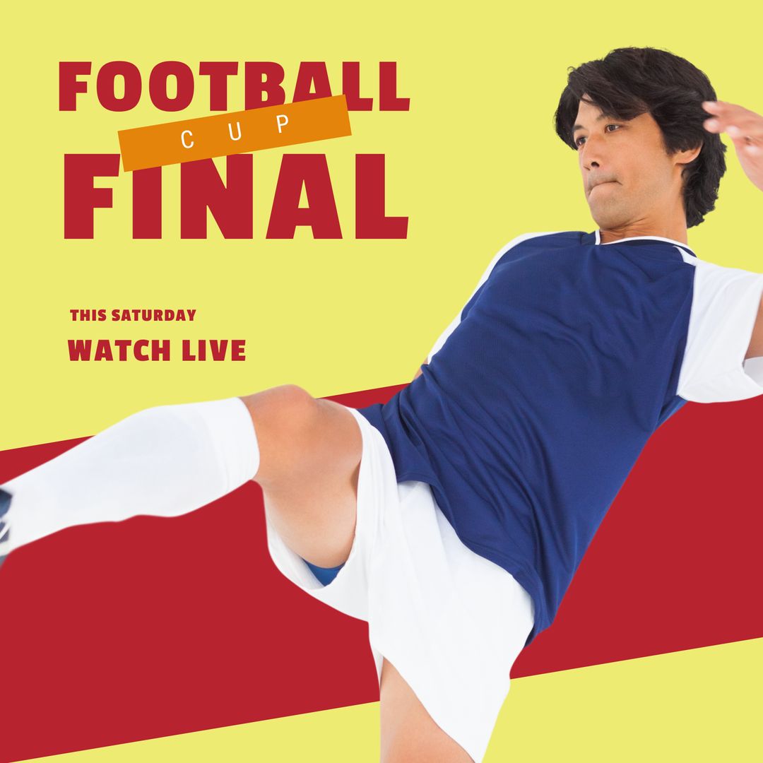 Football Final Promotion with Asian Player Kicking