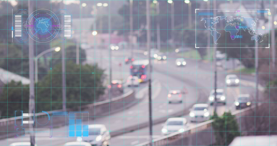 Digital Overlay on City Street with Data Analysis Concept